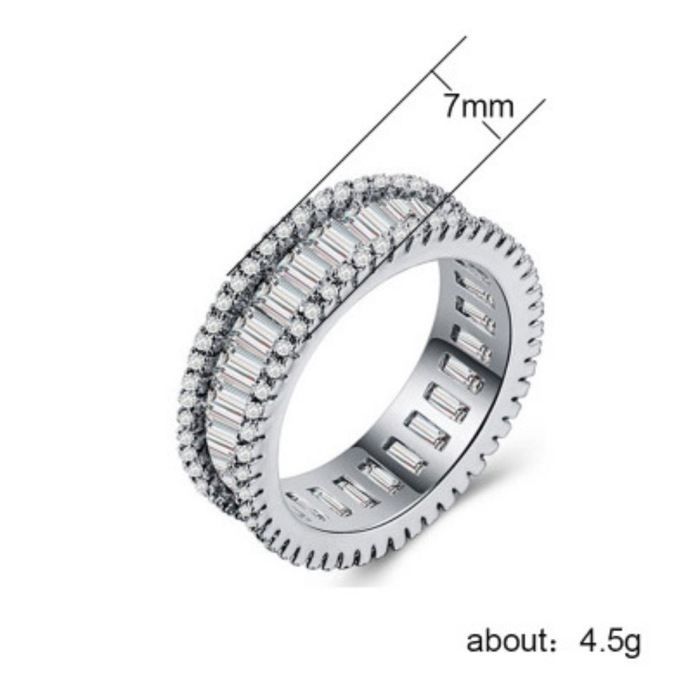 NEW 925 Silver Baguette Round Diamond  Ring 10 - Picture 6 of 10